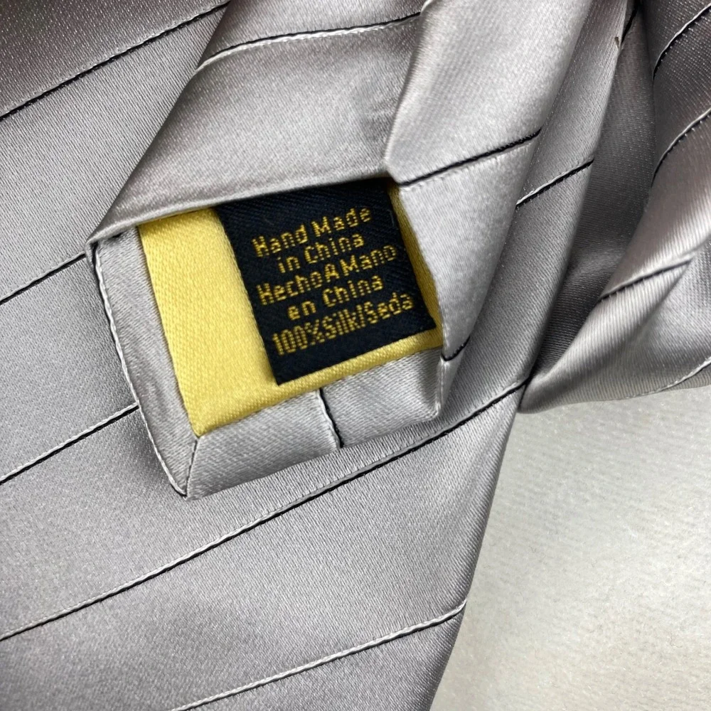Donald J. Trump Signature Collection Silver Grey Striped 100% Silk Necktie